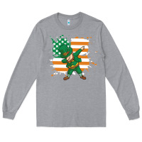 Heather Grey dabbing leprechaun irish american flag Long Sleeve Tee - linhVisuals