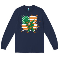 Navy dabbing leprechaun irish american flag Long Sleeve Tee - linhVisuals