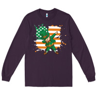 Plum dabbing leprechaun irish american flag Long Sleeve Tee - linhVisuals