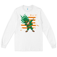 White dabbing leprechaun irish american flag Long Sleeve Tee - linhVisuals