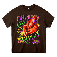 Chocolate Brown pinch peel eat repeat mardi gras olivia Heavy Core Tee - OliviaCreatesArt