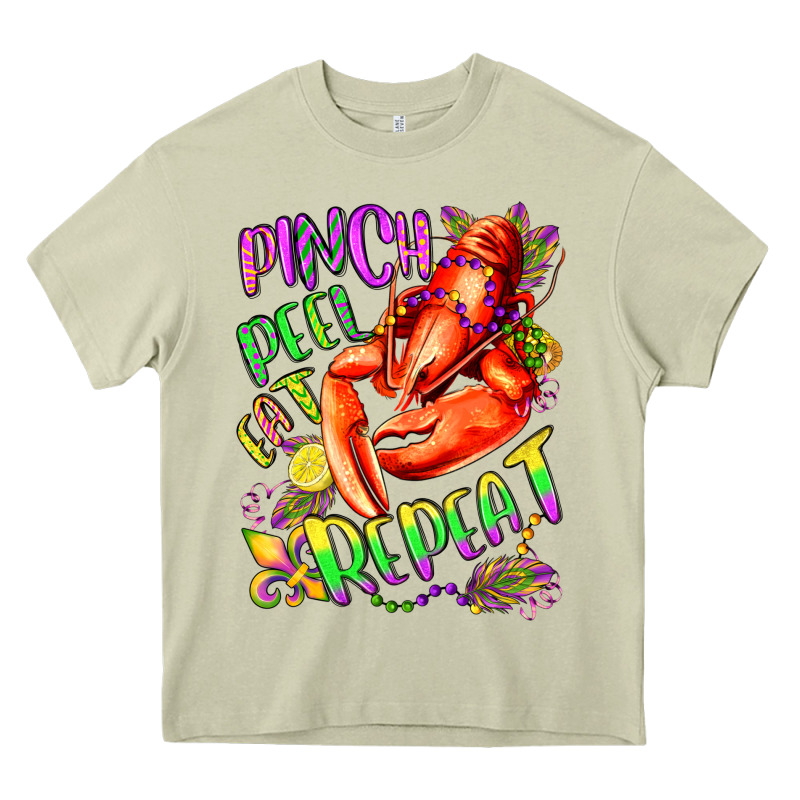 Pinch Peel Eat Repeat Mardi Gras Olivia Heavy Core Tee by OliviaCreatesArt | Teevron