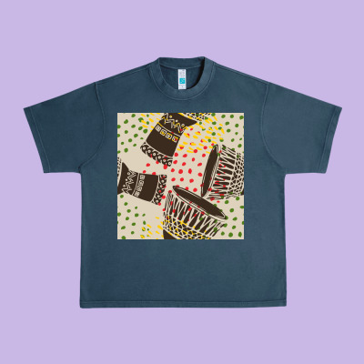 African Drum Seamless Pattern Urban Heavy Tee Designed By Bundleandbundleshop