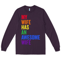 Plum my wife has an awesome wife funny lesbian wedding gift t shirt Long Sleeve Tee - linhVisuals