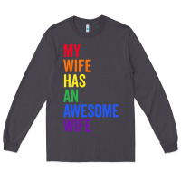 Smoke my wife has an awesome wife funny lesbian wedding gift t shirt Long Sleeve Tee - linhVisuals