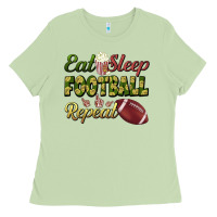 Matcha eat sleep football repeat Ladies Tee - BundleAndBundleShop
