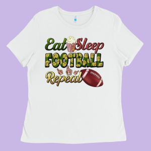 Eat Sleep Football Repeat Ladies Tee Designed By Bundleandbundleshop