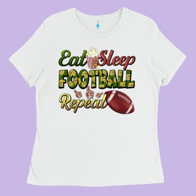 Eat Sleep Football Repeat Ladies Tee Designed By Bundleandbundleshop