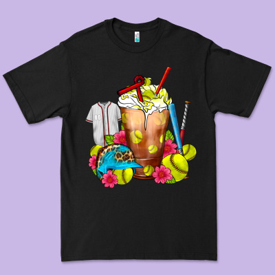 Softball Frappe Coffee Premium Tee Designed By Fadigitalartstudio