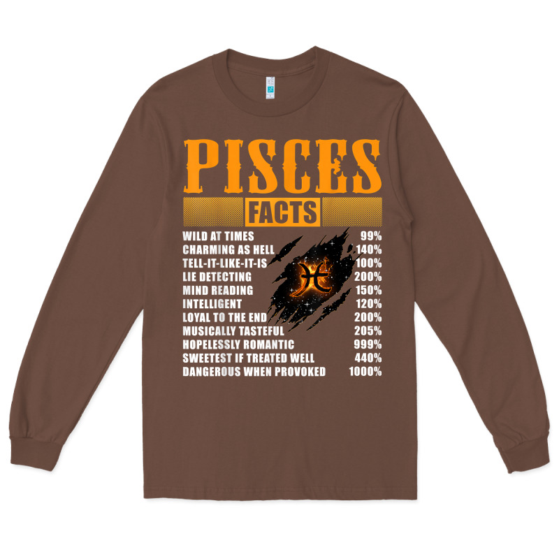 Pisces Facts T Shirt Pisces Birthday Gifts Long Sleeve Tee by linhVisuals | Teevron