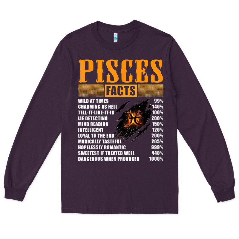 Pisces Facts T Shirt Pisces Birthday Gifts Long Sleeve Tee by linhVisuals | Teevron