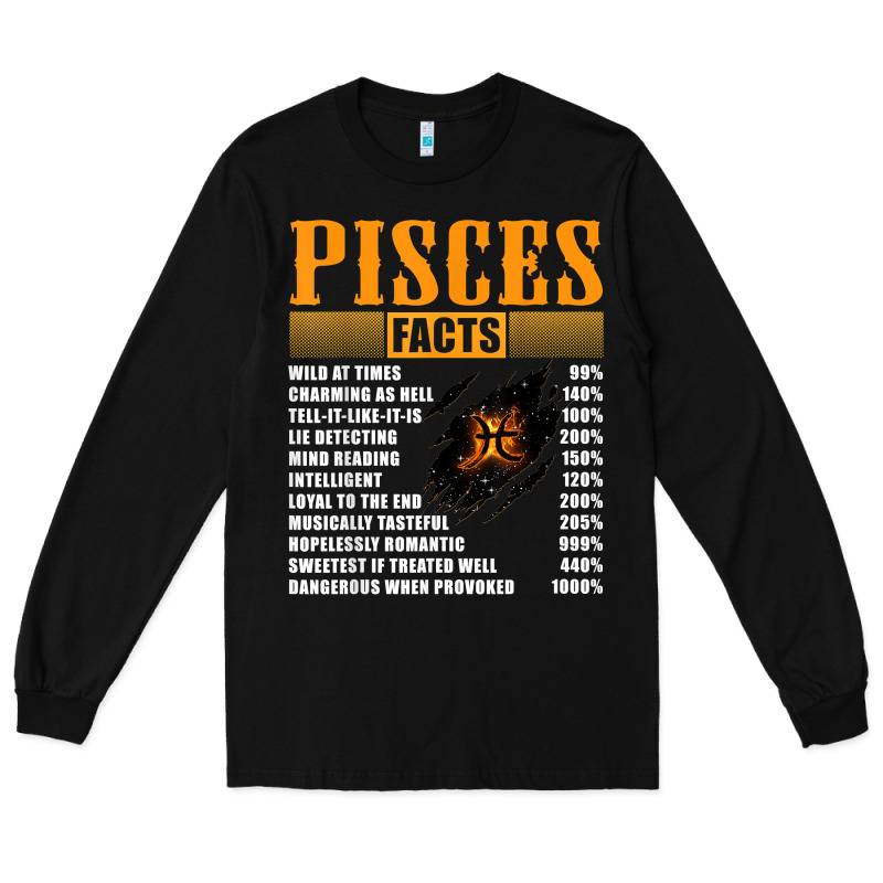 Pisces Facts T Shirt Pisces Birthday Gifts Long Sleeve Tee by linhVisuals | Teevron