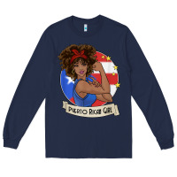 Navy puerto rican girl strong t shirt puerto rico pride boricua Long Sleeve Tee - linhVisuals