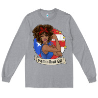 Heather Grey puerto rican girl strong t shirt puerto rico pride boricua Long Sleeve Tee - linhVisuals