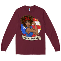 Burgundy puerto rican girl strong t shirt puerto rico pride boricua Long Sleeve Tee - linhVisuals