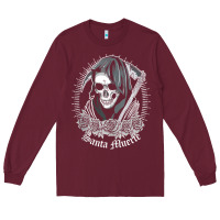 Burgundy santa muerte female deity mexican satanic dead sugar skull tank top Long Sleeve Tee - linhVisuals
