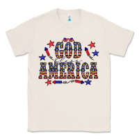 Natural 4 july god bless america western Classic Tee - CowCowDesign