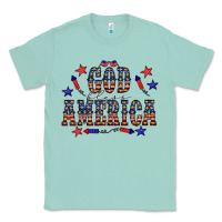 Seafoam 4 july god bless america western Classic Tee - CowCowDesign