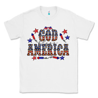 White 4 july god bless america western Classic Tee - CowCowDesign