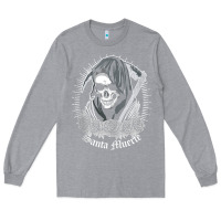 Heather Grey santa muerte female deity mexican satanic dead sugar skull tank top Long Sleeve Tee - linhVisuals