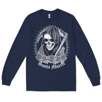 Navy santa muerte female deity mexican satanic dead sugar skull tank top Long Sleeve Tee - linhVisuals