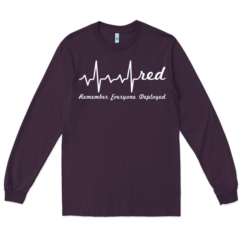 Red Friday Military Remember Everyone Deployed Heartbeat T Shirt Long Sleeve Tee by linhVisuals | Teevron