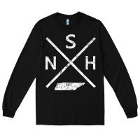 Black vintage nashville retro nsh cross t shirt Long Sleeve Tee - linhVisuals