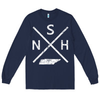 Navy vintage nashville retro nsh cross t shirt Long Sleeve Tee - linhVisuals