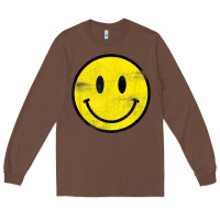 Chestnut vintage retro happy smiley face 80's 90's aesthetic t shirt Long Sleeve Tee - linhVisuals