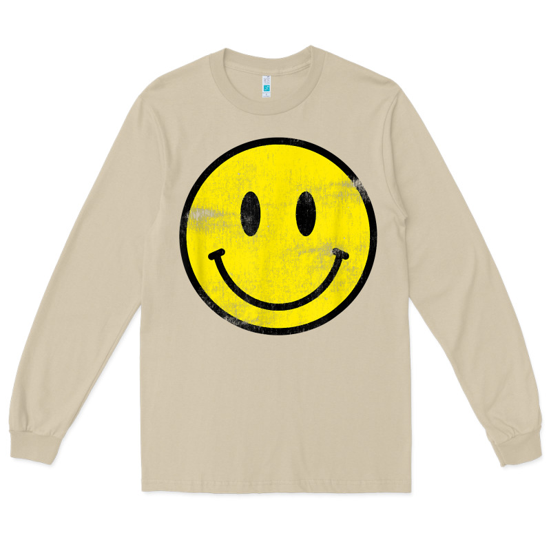 Vintage Retro Happy Smiley Face 80's 90's Aesthetic T Shirt Long Sleeve Tee by linhVisuals | Teevron