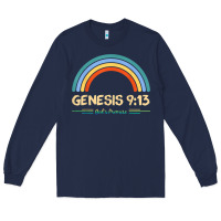 Navy genesis 913 god's promise faithfully rainbow bible verse t shirt Long Sleeve Tee - linhVisuals