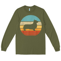 Army Green corgi retro vintage 60s 70s sunset dog lovers men women t shirt Long Sleeve Tee - linhVisuals