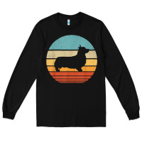 Black corgi retro vintage 60s 70s sunset dog lovers men women t shirt Long Sleeve Tee - linhVisuals