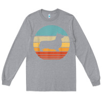 Heather Grey corgi retro vintage 60s 70s sunset dog lovers men women t shirt Long Sleeve Tee - linhVisuals