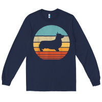 Navy corgi retro vintage 60s 70s sunset dog lovers men women t shirt Long Sleeve Tee - linhVisuals
