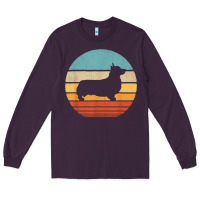 Plum corgi retro vintage 60s 70s sunset dog lovers men women t shirt Long Sleeve Tee - linhVisuals
