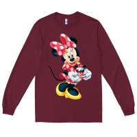Burgundy minni mouse Long Sleeve Tee - linhVisuals