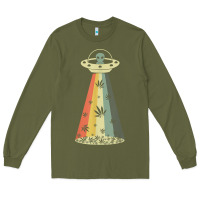 Army Green vintage alien weed pot leaf ufo abduction marijuana cannabis t shirt Long Sleeve Tee - linhVisuals