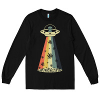 Vintage Alien Weed Pot Leaf Ufo Abduction Marijuana Cannabis T Shirt Long Sleeve Tee | Teevron