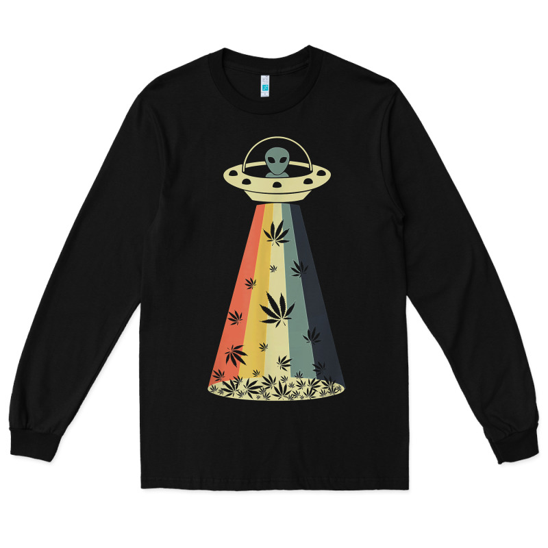Vintage Alien Weed Pot Leaf Ufo Abduction Marijuana Cannabis T Shirt Long Sleeve Tee by linhVisuals | Teevron