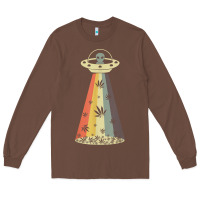 Chestnut vintage alien weed pot leaf ufo abduction marijuana cannabis t shirt Long Sleeve Tee - linhVisuals