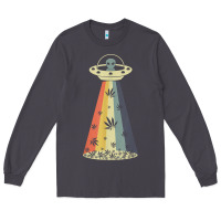 Smoke vintage alien weed pot leaf ufo abduction marijuana cannabis t shirt Long Sleeve Tee - linhVisuals