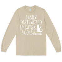 Mushroom easily distracted by cats and books   cute book lover t shirt Long Sleeve Tee - linhVisuals