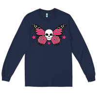 Navy butterfly skull Long Sleeve Tee - linhVisuals