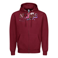 Burgundy valentine's day nurse Zipper Hoodie - RanaPortraitStore