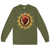 Army Green sacred heart of jesus catholic devotion t shirt Long Sleeve Tee - linhVisuals
