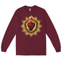Burgundy sacred heart of jesus catholic devotion t shirt Long Sleeve Tee - linhVisuals