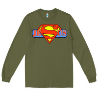 Army Green tshirt my superhero is jesus, faith love god shirt t shirt Long Sleeve Tee - linhVisuals