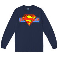 Navy tshirt my superhero is jesus, faith love god shirt t shirt Long Sleeve Tee - linhVisuals