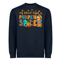 Navy My blood type is pumpkin spice Heavyweight Sweatshirt - RanaPortraitStore